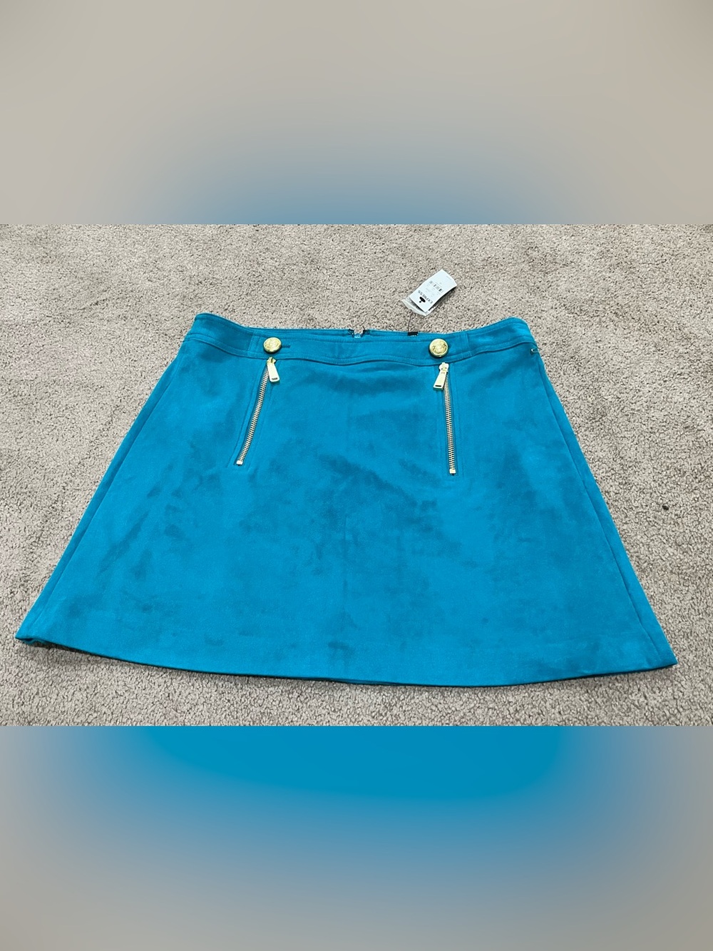 Teal Express Skirt with Gold Zipper Details